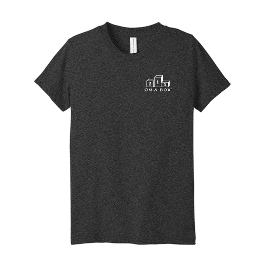Black youth On A Box Watch Status tee with small chest logo