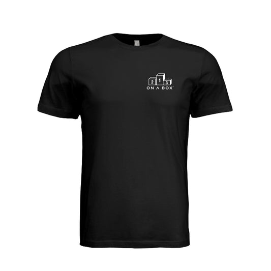 Black men’s On A Box Peed in My Wetsuit tee with small chest logo