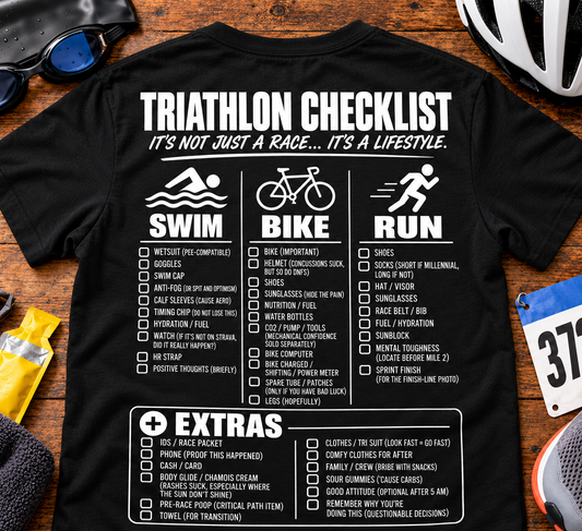 Triathlon Checklist Tee - Men's / Unisex