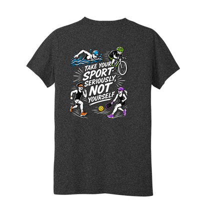 Black youth Take Your Sport Seriously Not Yourself T-shirt for young triathletes runners and cyclists